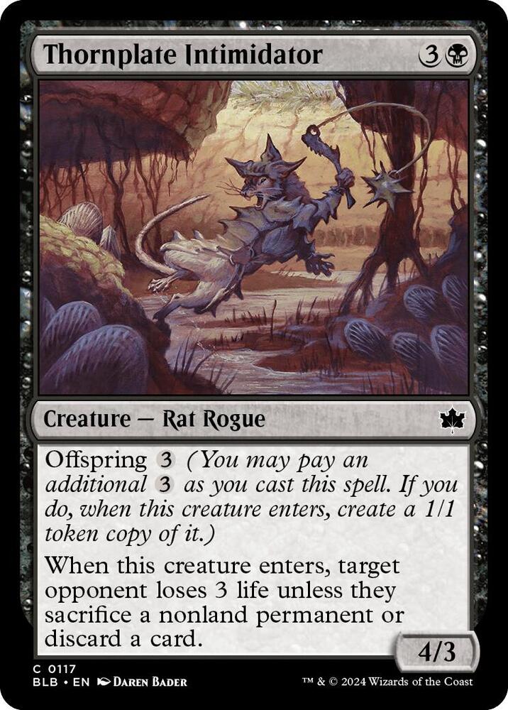 Thornplate Intimidator 117 card from Bloomburrow