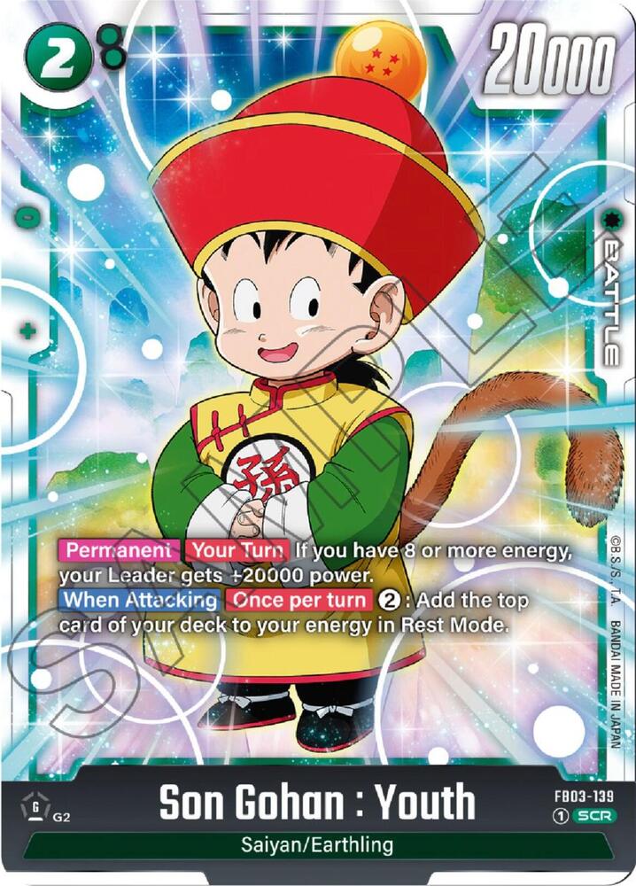 Son Gohan : Youth FB03-139 card from Raging Roar