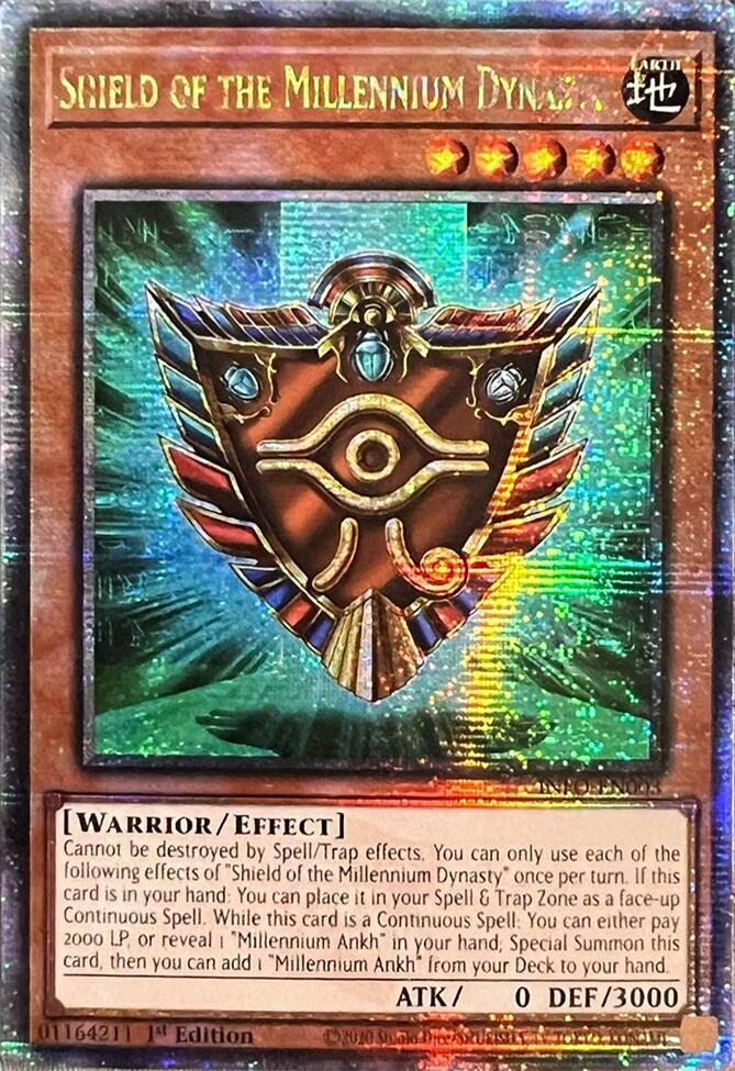 Shield of the Millennium Dynasty (Quarter Century Secret Rare) INFO-EN003 card from The Infinite Forbidden