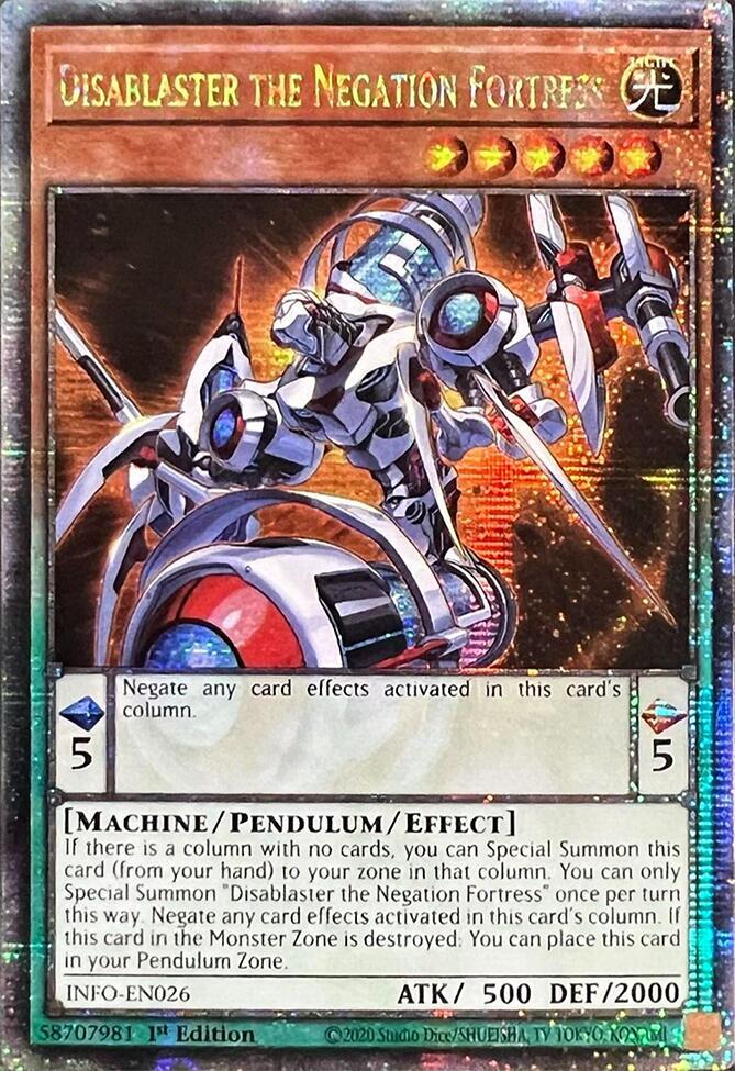 Disablaster the Negation Fortress (Quarter Century Secret Rare) INFO-EN026 card from The Infinite Forbidden