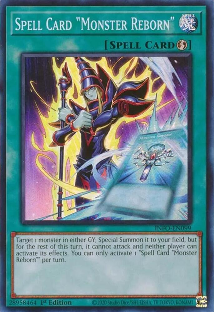 Spell Card "Monster Reborn" INFO-EN099 card from The Infinite Forbidden