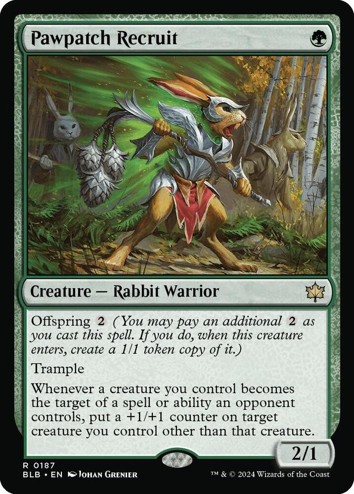 Pawpatch Recruit 187 card from Bloomburrow