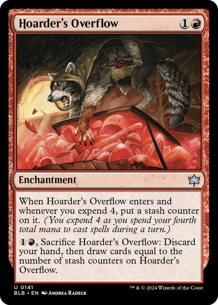 Hoarder's Overflow 141 card from Bloomburrow