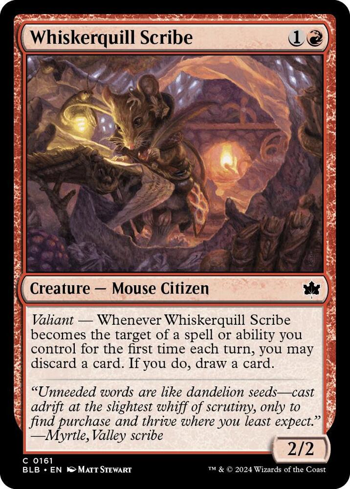 Whiskerquill Scribe 161 card from Bloomburrow