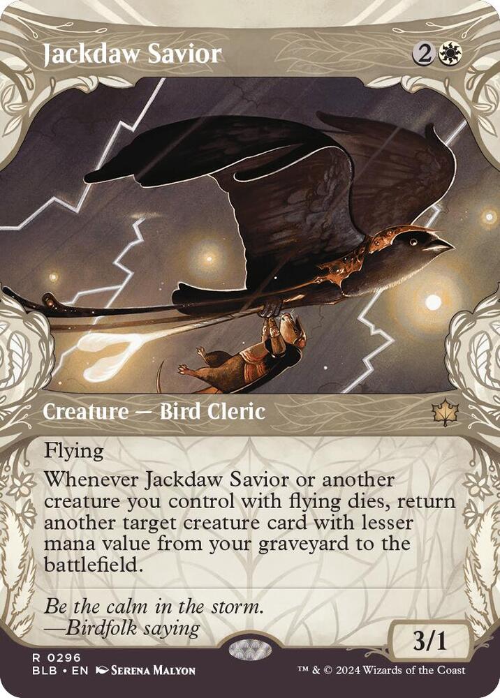Jackdaw Savior (Showcase) 296 card from Bloomburrow