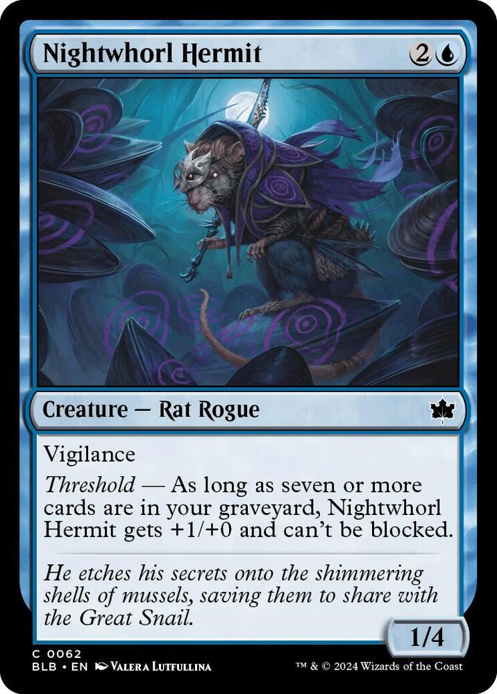 Nightwhorl Hermit 62 card from Bloomburrow