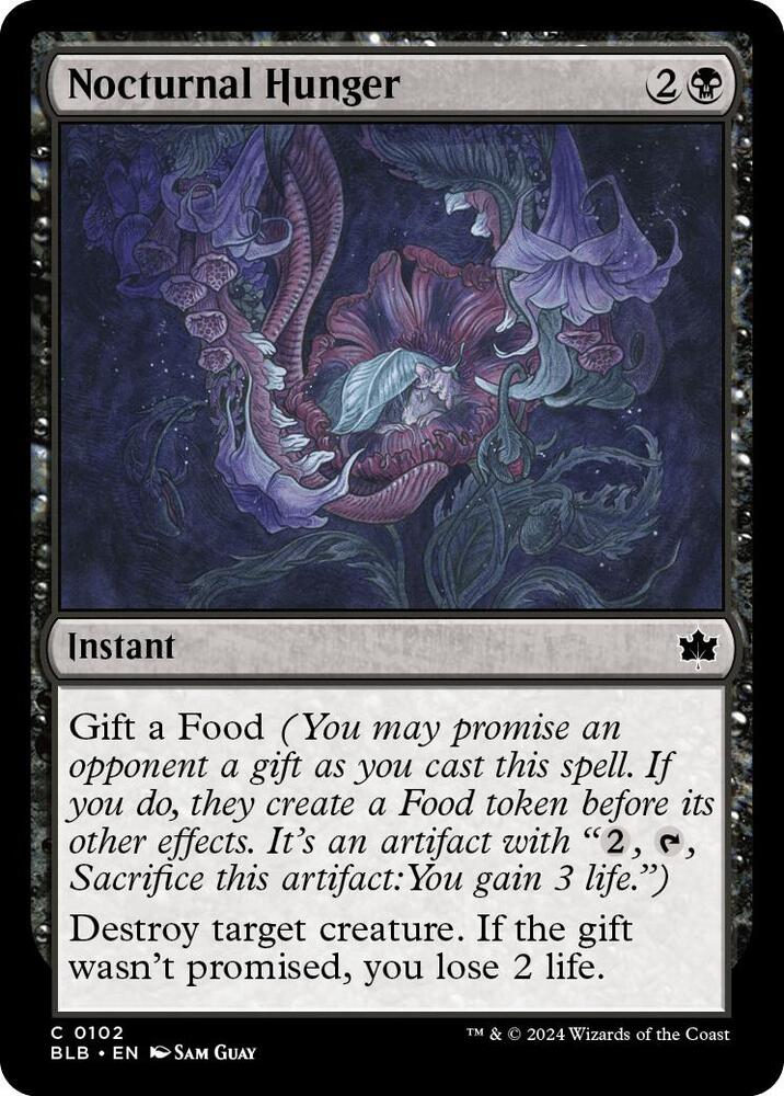 Nocturnal Hunger 102 card from Bloomburrow