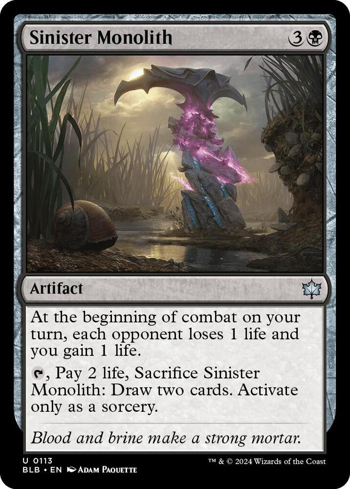 Sinister Monolith 113 card from Bloomburrow