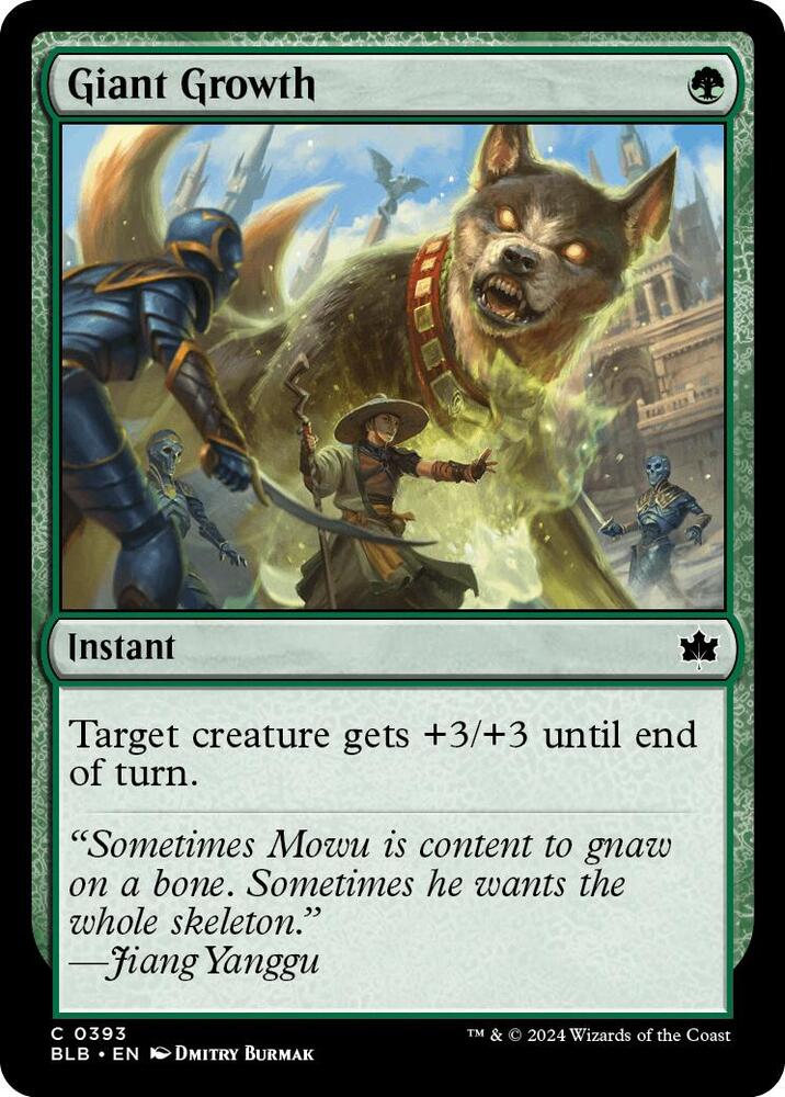 Giant Growth 393 card from Bloomburrow