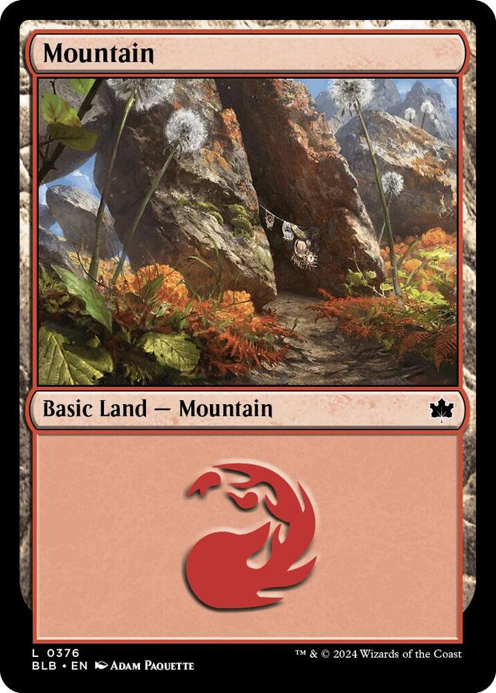 Mountain 376 card from Bloomburrow