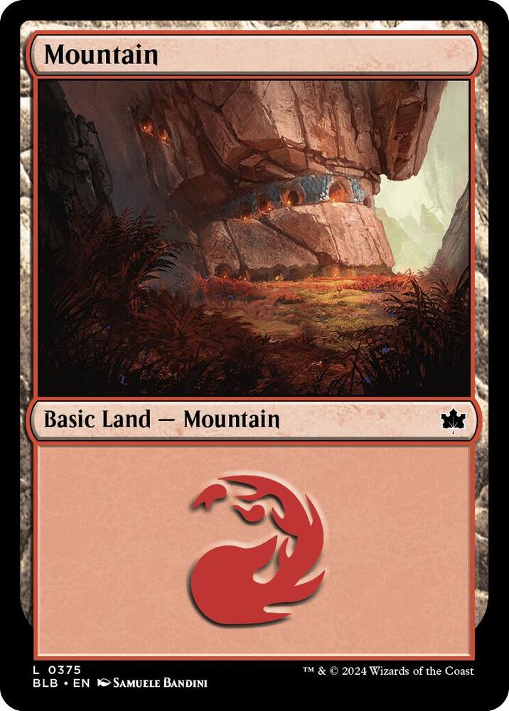 Mountain 375 card from Bloomburrow