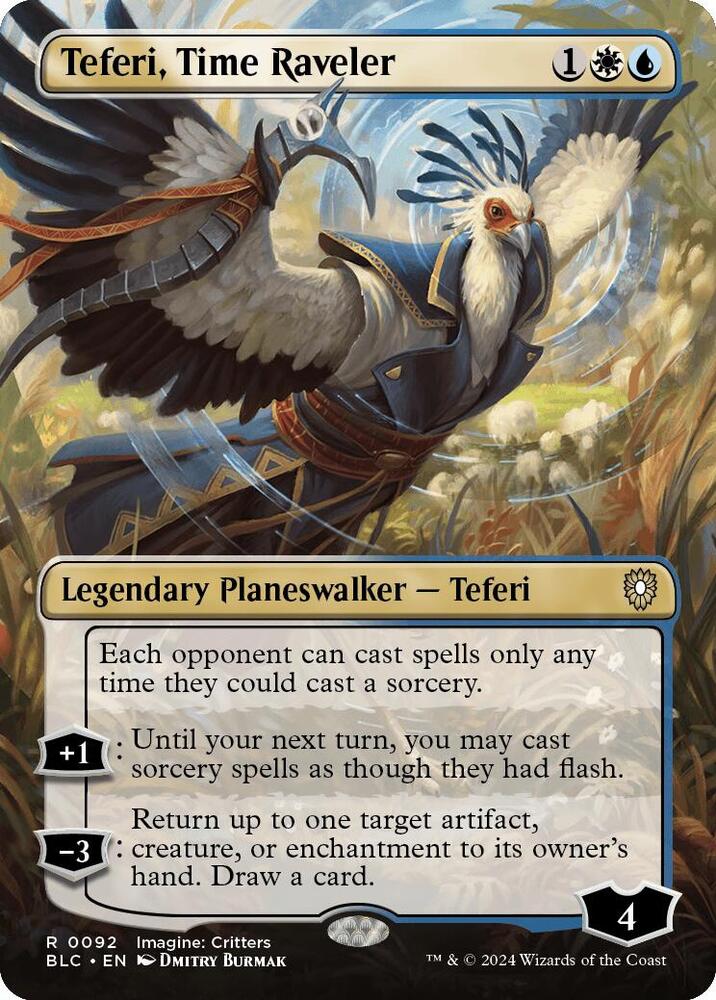 Teferi, Time Raveler (Borderless) 92 card from Commander: Bloomburrow
