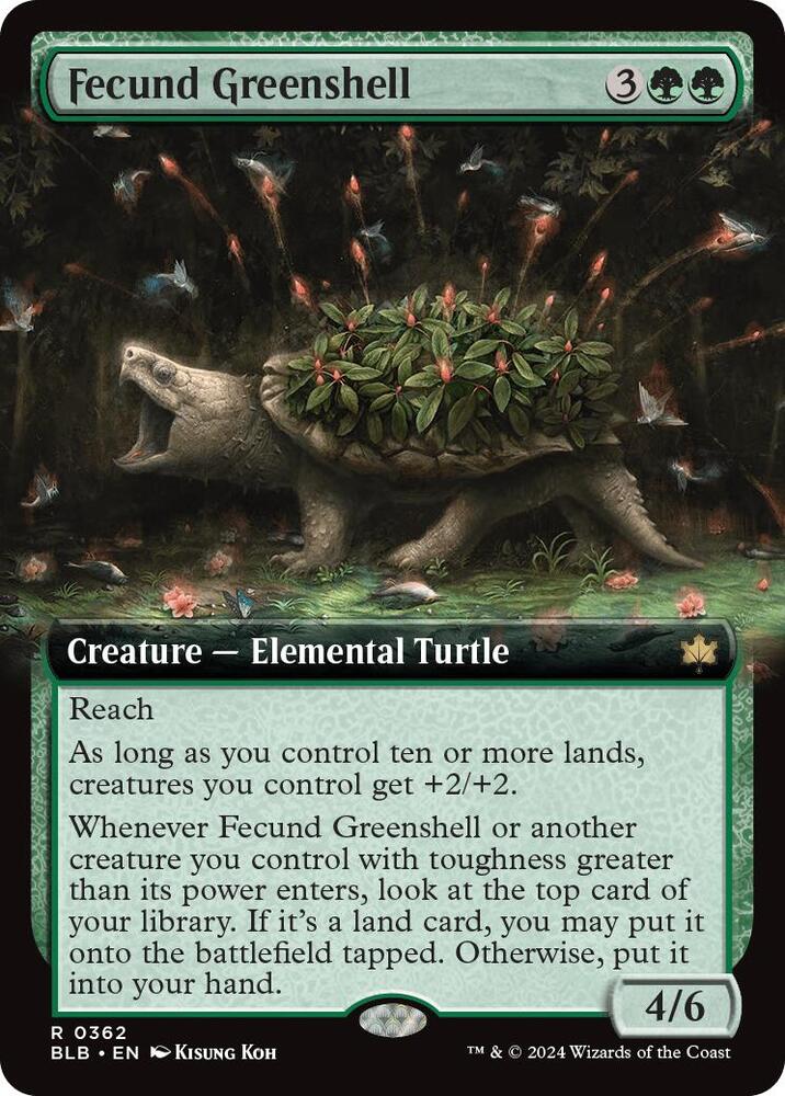Fecund Greenshell (Extended Art) 362 card from Bloomburrow