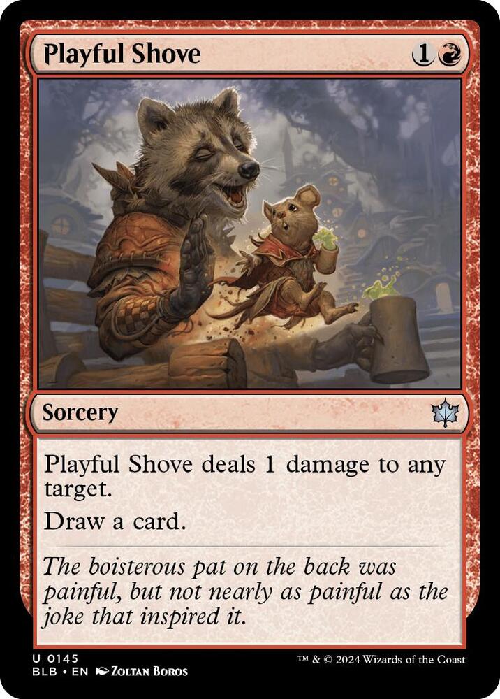 Playful Shove 145 card from Bloomburrow