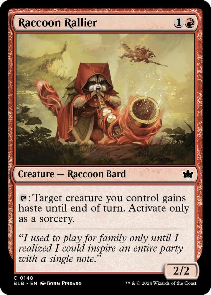 Raccoon Rallier 148 card from Bloomburrow