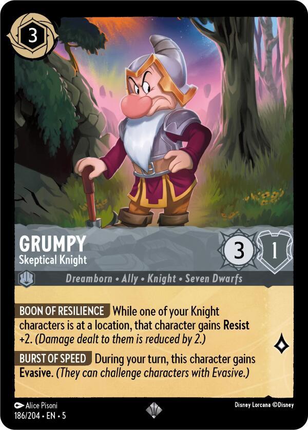 Grumpy - Skeptical Knight 186/204 card from Shimmering Skies