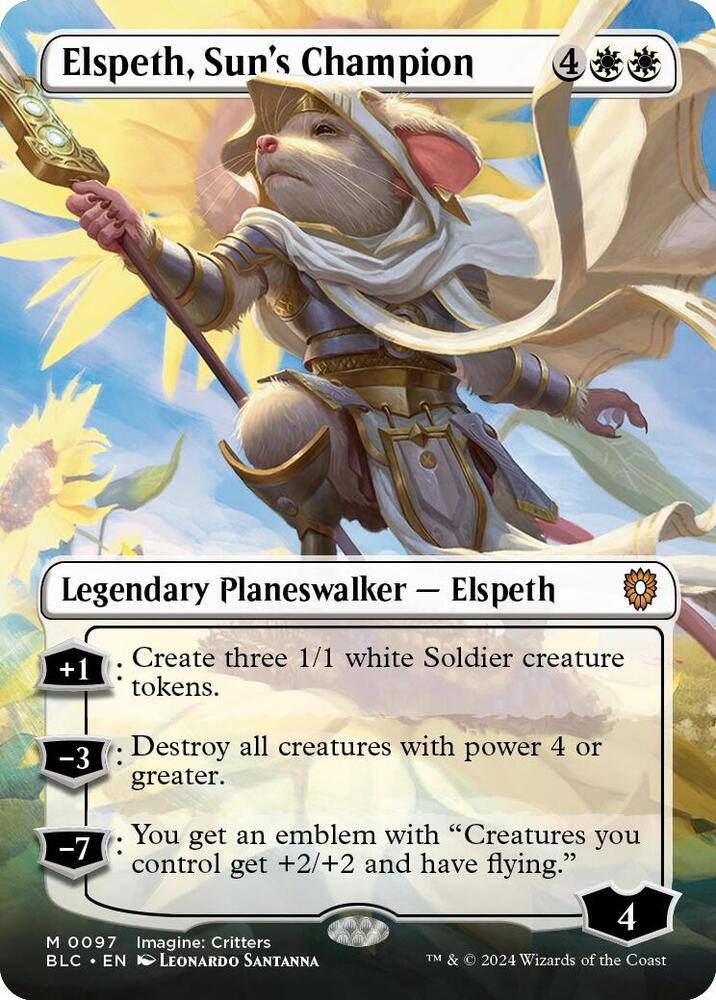 Elspeth, Sun's Champion (Borderless) 97 card from Commander: Bloomburrow