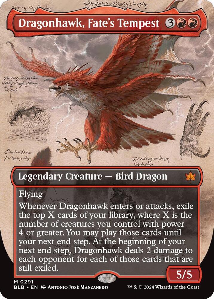 Dragonhawk, Fate's Tempest (Borderless) 291 card from Bloomburrow
