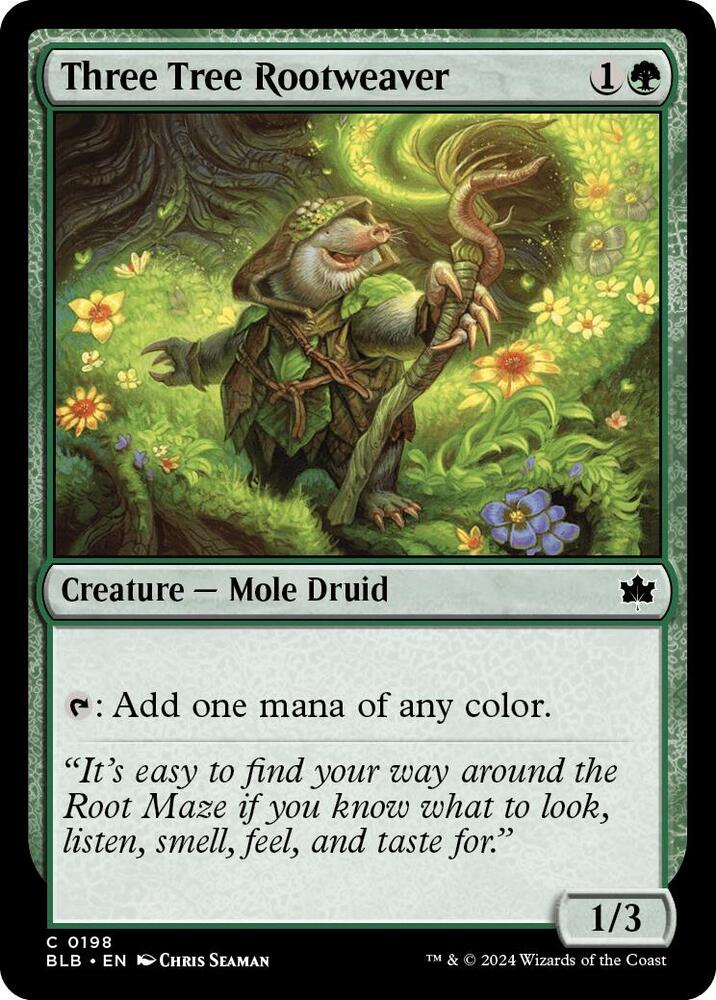 Three Tree Rootweaver 198 card from Bloomburrow