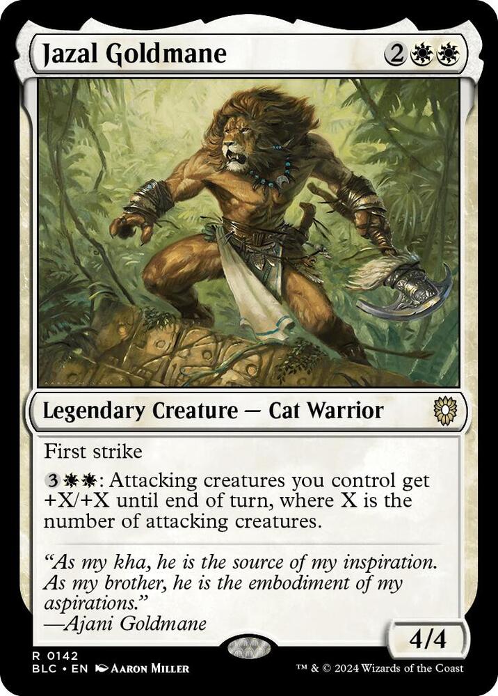 Jazal Goldmane 142 card from Commander: Bloomburrow