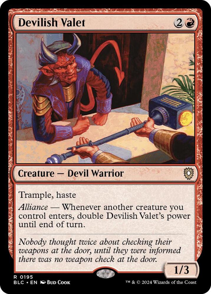 Devilish Valet 195 card from Commander: Bloomburrow