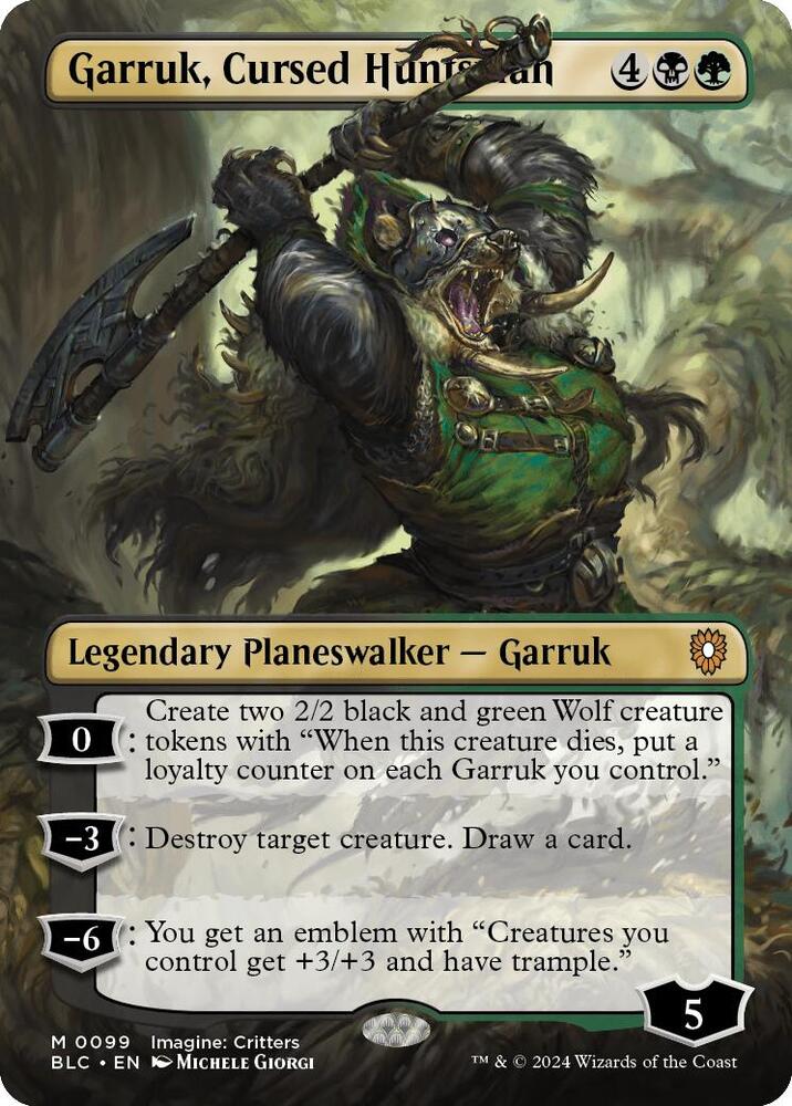 Garruk, Cursed Huntsman (Borderless) 99 card from Commander: Bloomburrow