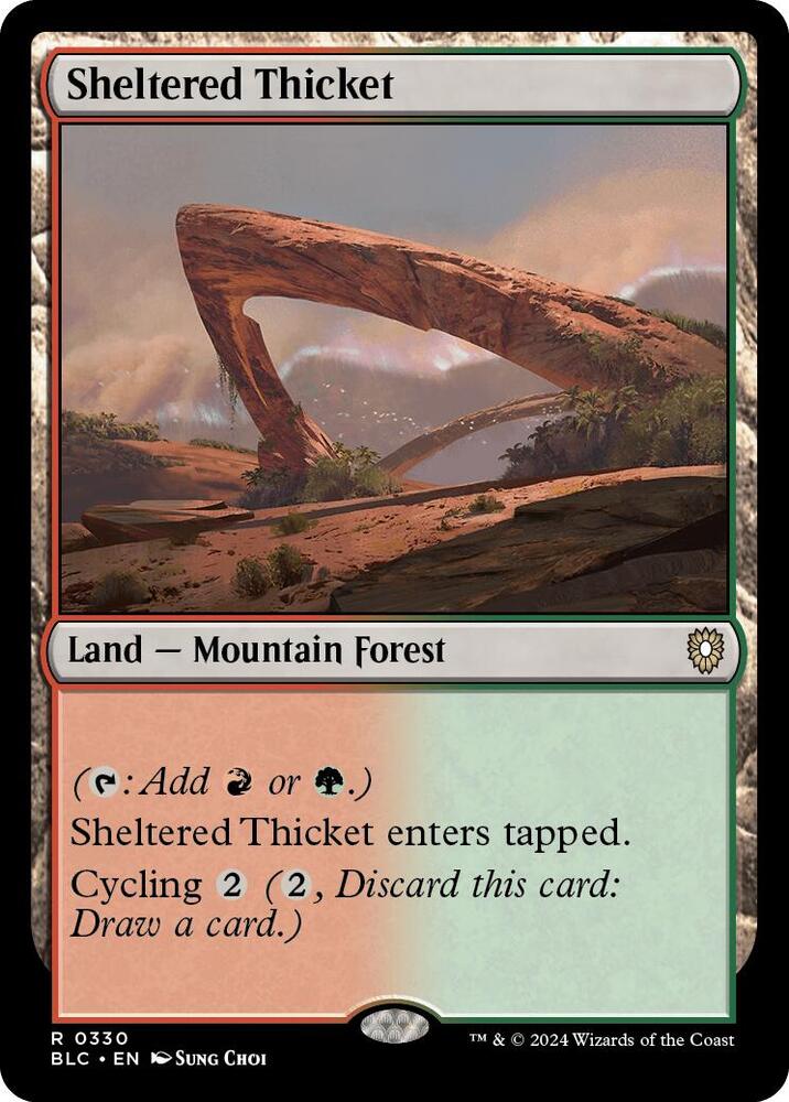 Sheltered Thicket 330 card from Commander: Bloomburrow
