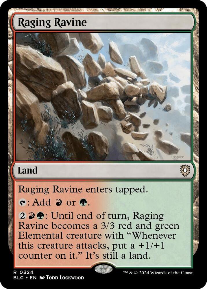Raging Ravine 324 card from Commander: Bloomburrow