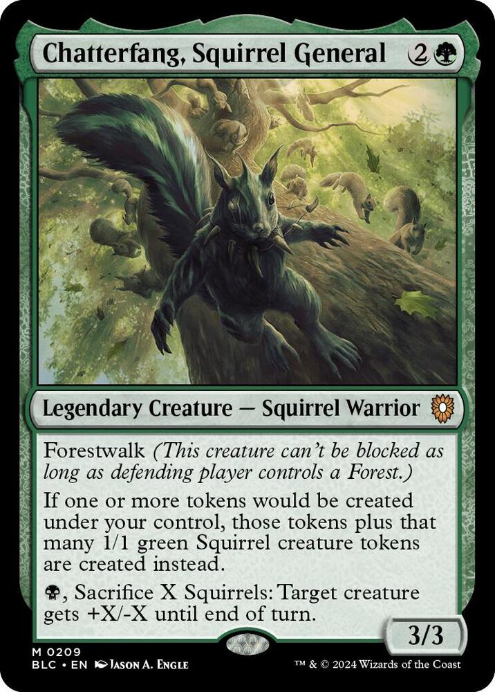 Chatterfang, Squirrel General 209 card from Commander: Bloomburrow