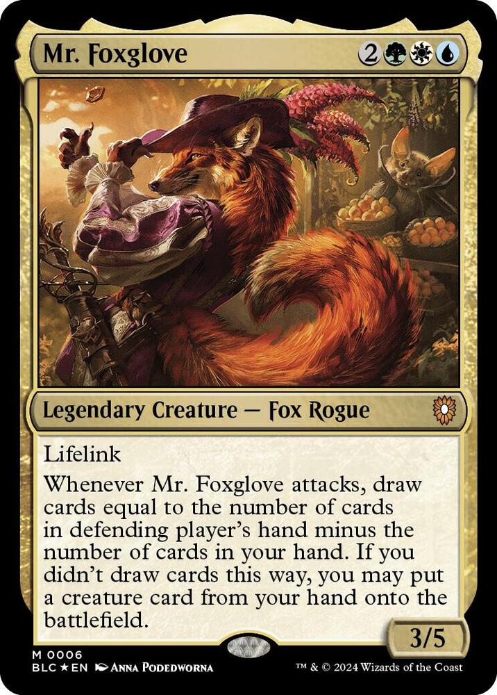 Mr. Foxglove 6 card from Commander: Bloomburrow