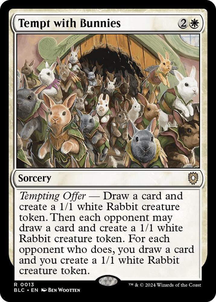 Tempt with Bunnies 13 card from Commander: Bloomburrow