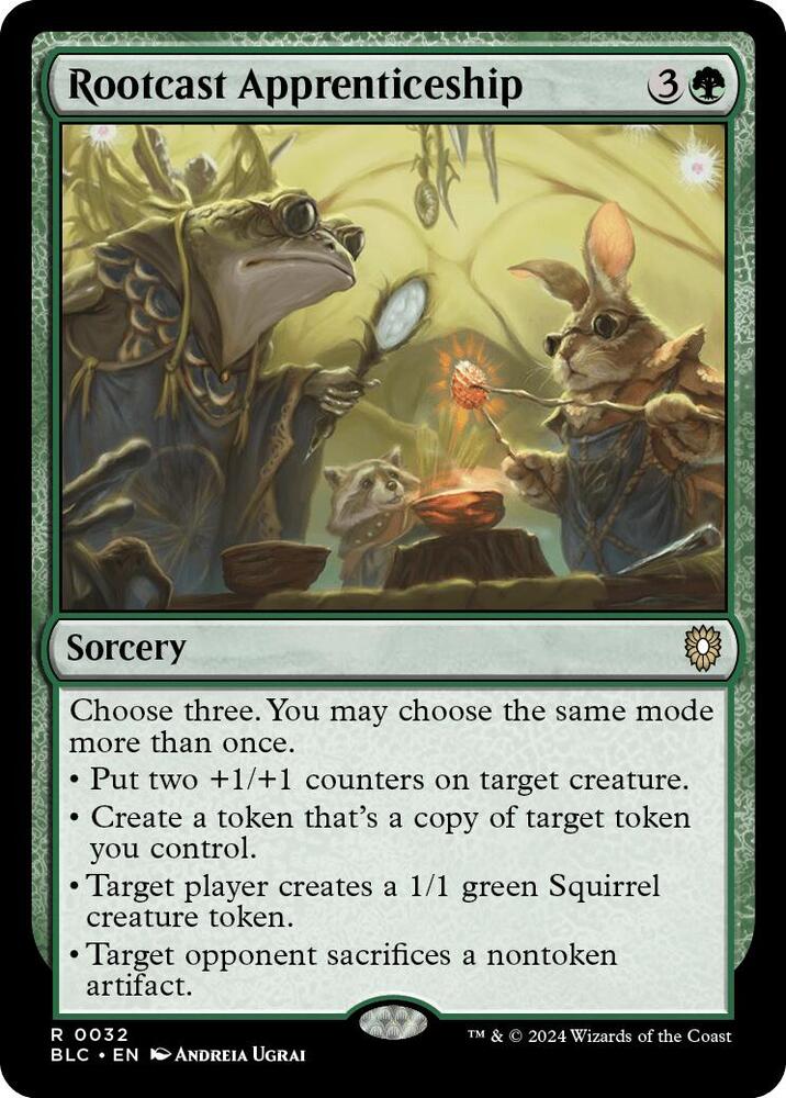 Rootcast Apprenticeship 32 card from Commander: Bloomburrow