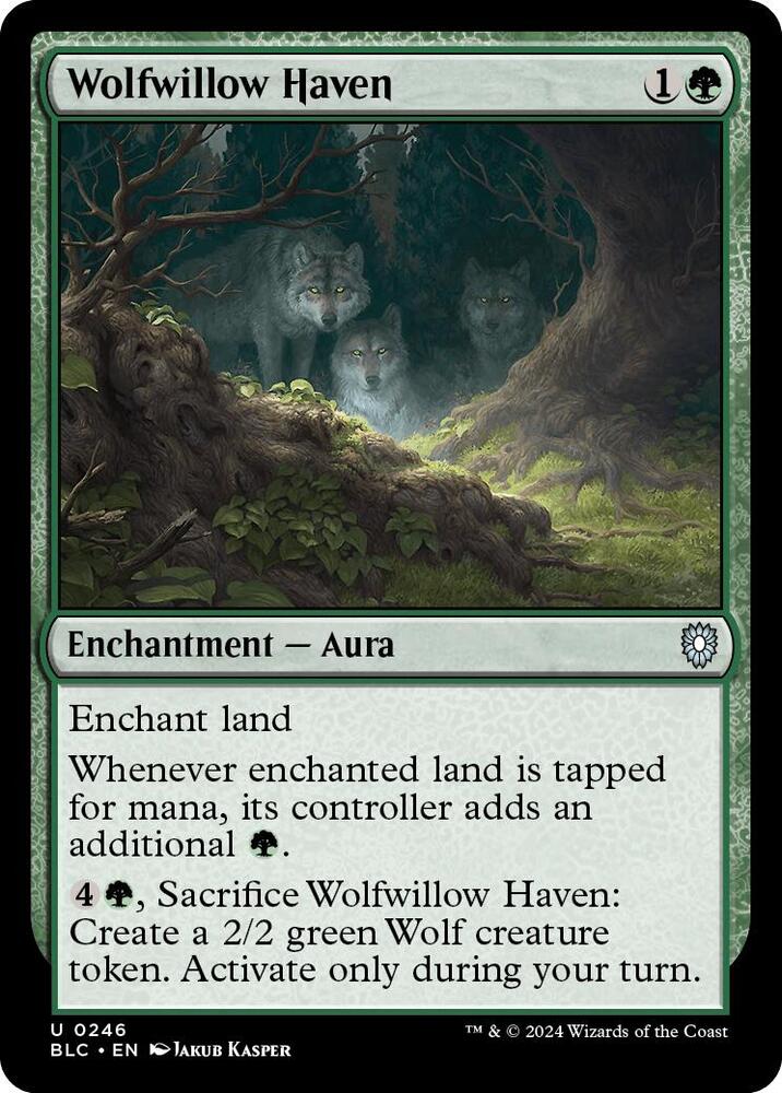 Wolfwillow Haven 246 card from Commander: Bloomburrow
