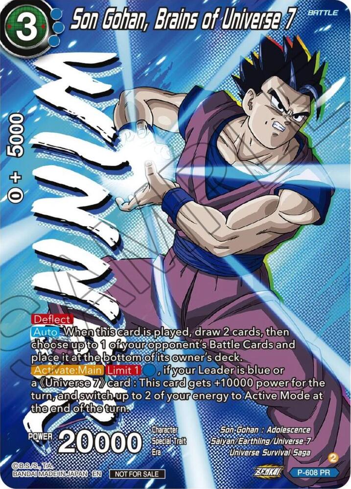 Son Gohan, Brains of Universe 7 (Zenkai Series Tournament Pack Vol.8) (Winner) P-608 card from Tournament Promotion Cards