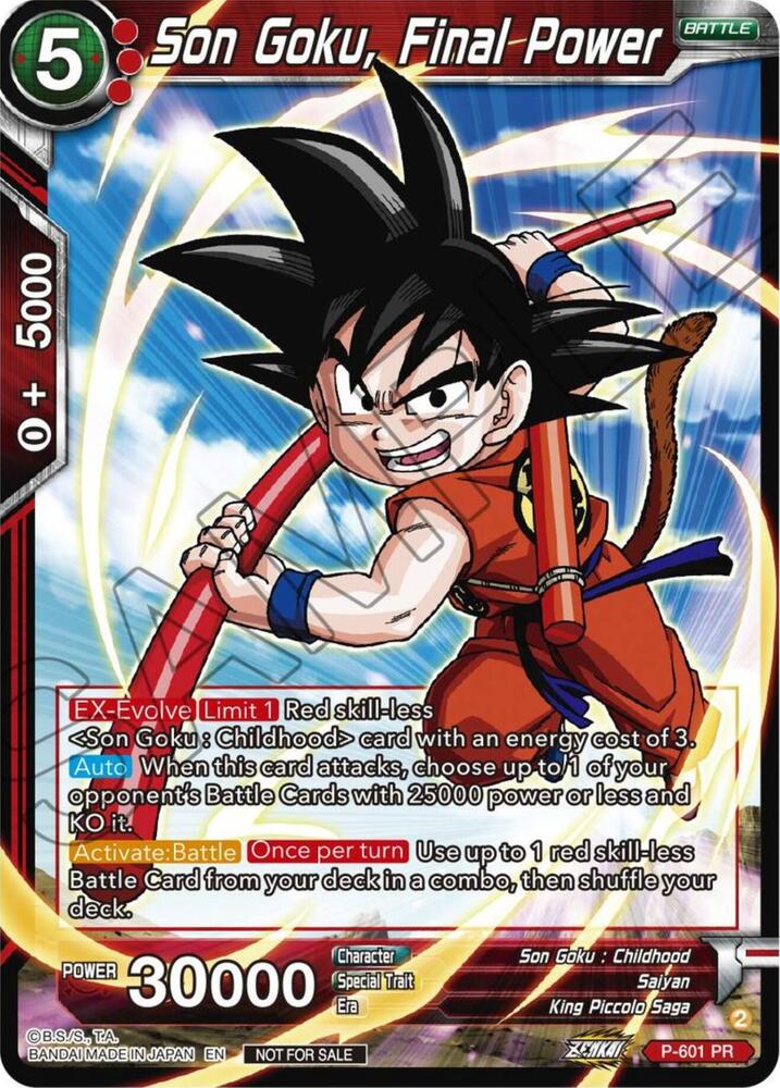 Son Goku, Final Power (Zenkai Series Tournament Pack Vol.8) P-601 card from Tournament Promotion Cards