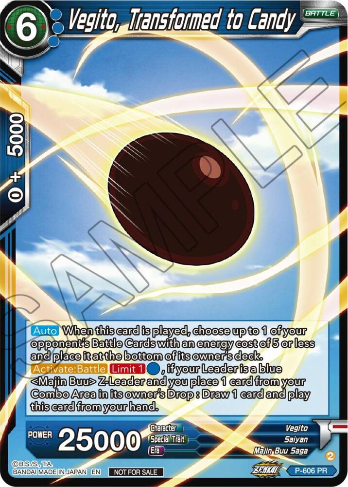 Vegito, Transformed to Candy (Zenkai Series Tournament Pack Vol.8) P-606 card from Tournament Promotion Cards