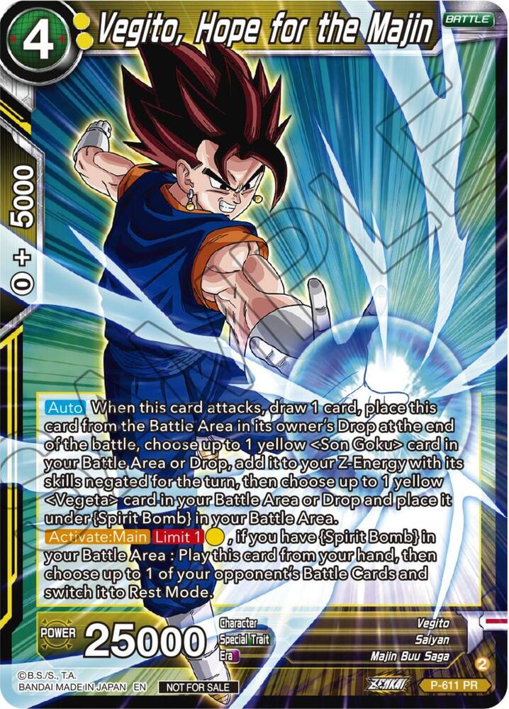 Vegito, Hope for the Majin (Zenkai Series Tournament Pack Vol.8) P-611 card from Tournament Promotion Cards