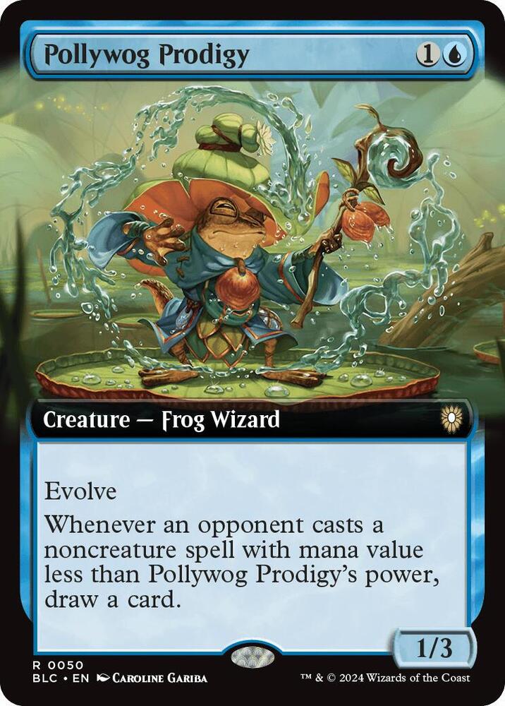 Pollywog Prodigy (Extended Art) 50 card from Commander: Bloomburrow