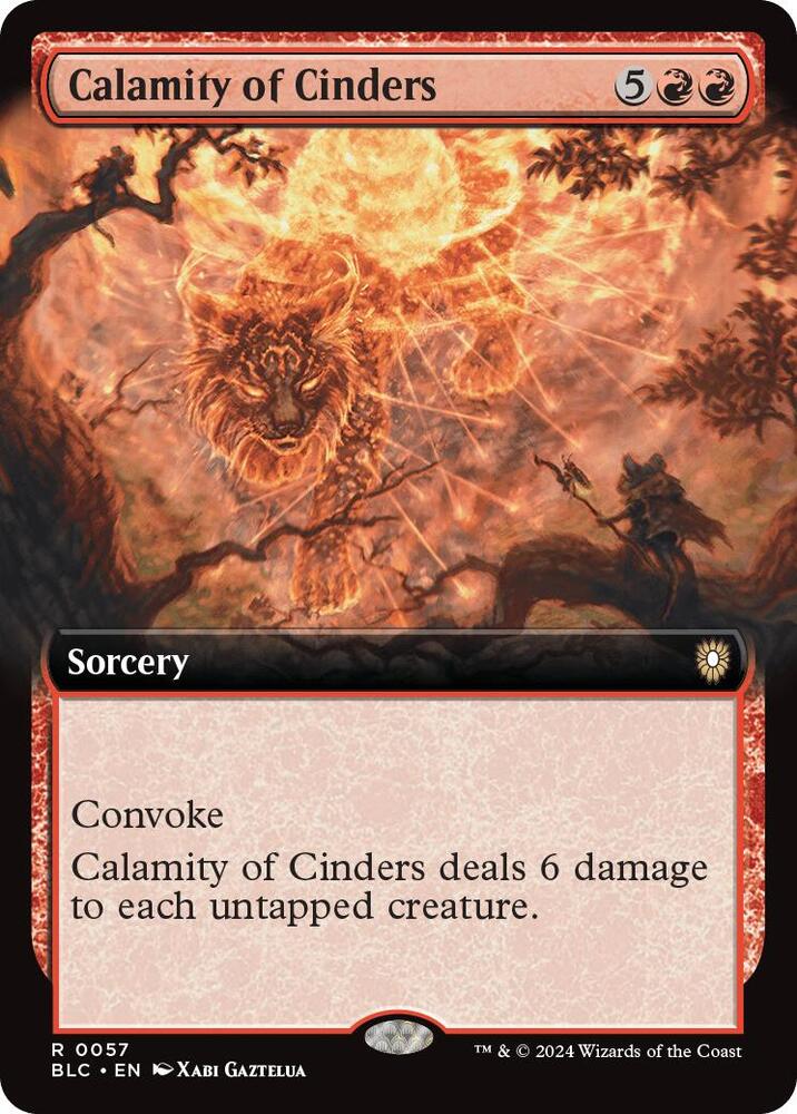 Calamity of Cinders (Extended Art) 57 card from Commander: Bloomburrow