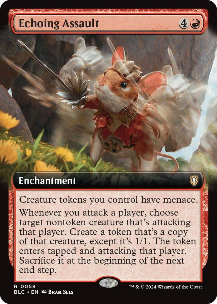 Echoing Assault (Extended Art) 58 card from Commander: Bloomburrow