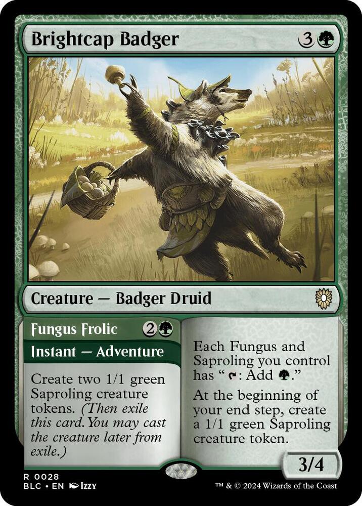 Brightcap Badger 28 card from Commander: Bloomburrow