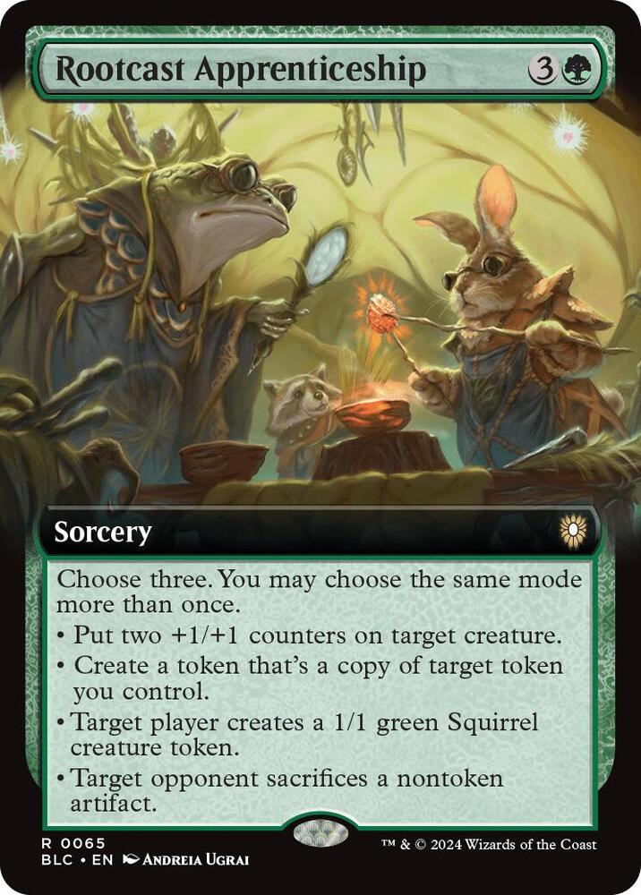 Rootcast Apprenticeship (Extended Art) 65 card from Commander: Bloomburrow
