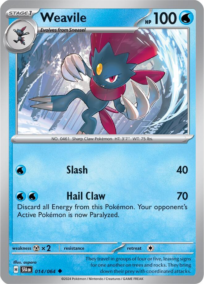 Weavile 014/064 card from SV: Shrouded Fable
