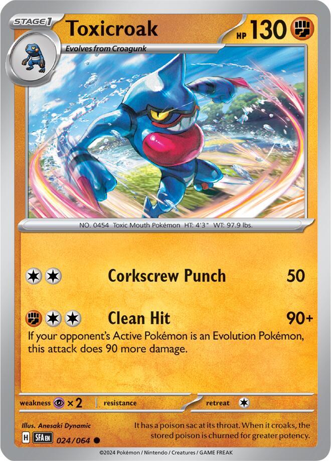 Toxicroak 024/064 card from SV: Shrouded Fable