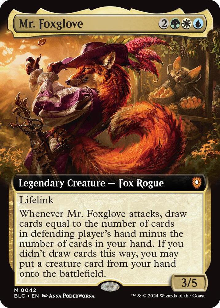 Mr. Foxglove (Extended Art) 42 card from Commander: Bloomburrow