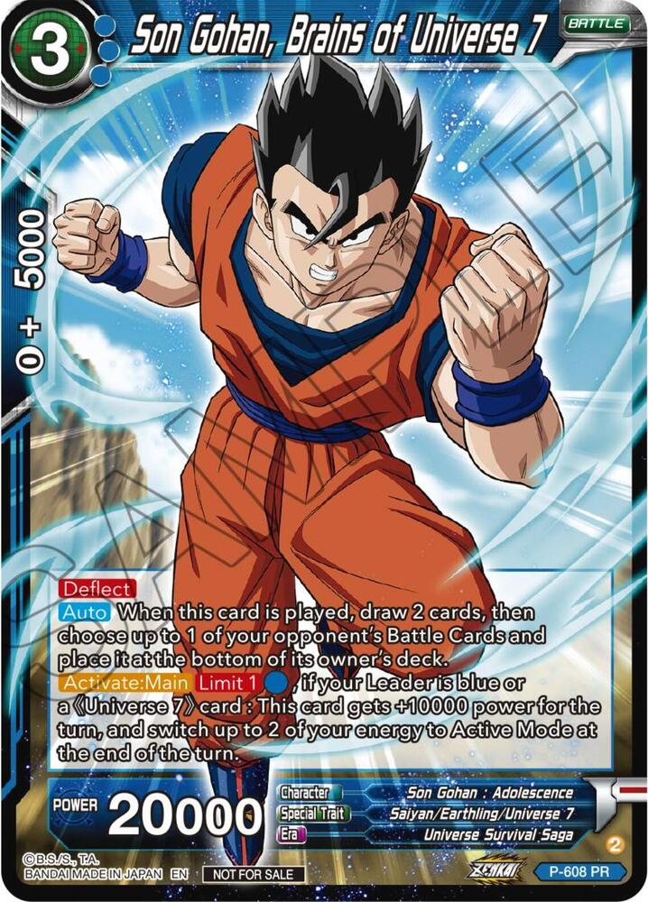 Son Gohan, Brains of Universe 7 (Zenkai Series Tournament Pack Vol.8) P-608 card from Tournament Promotion Cards