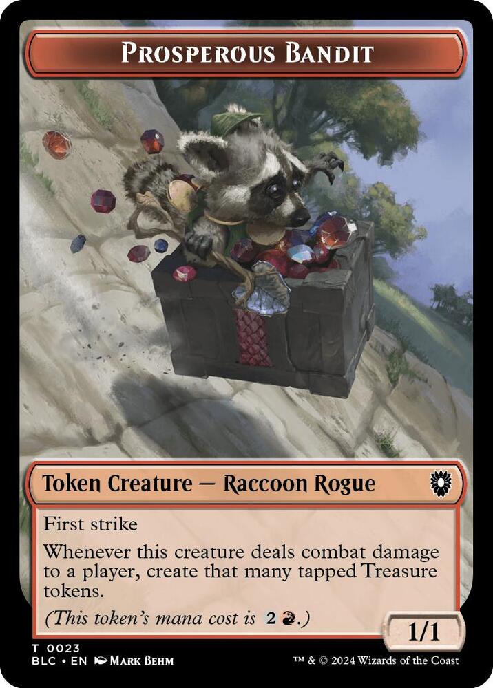 Prosperous Bandit // Treasure Double-Sided Token 23 // 29 card from Commander: Bloomburrow