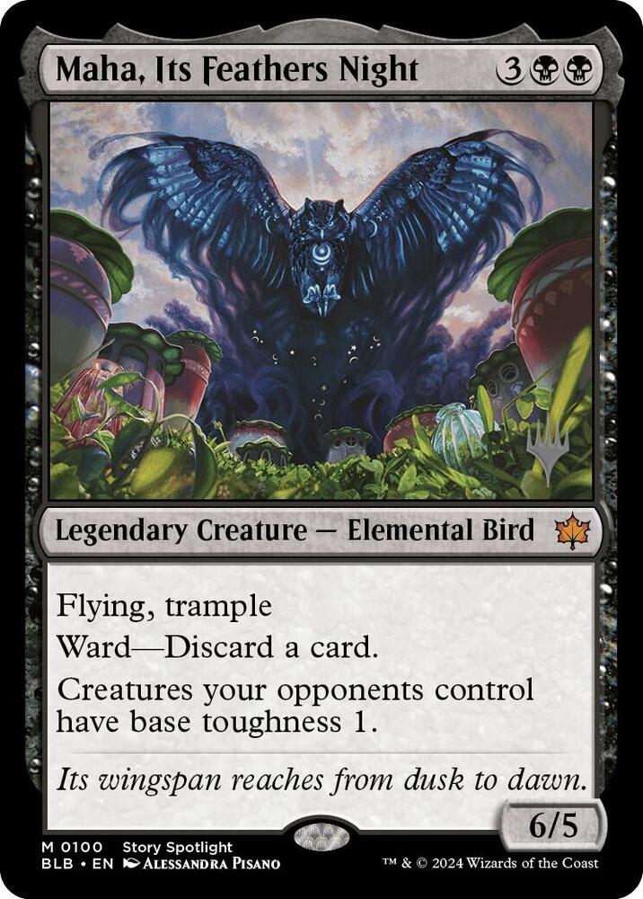 Maha, Its Feathers Night 100 card from Promo Pack: Bloomburrow