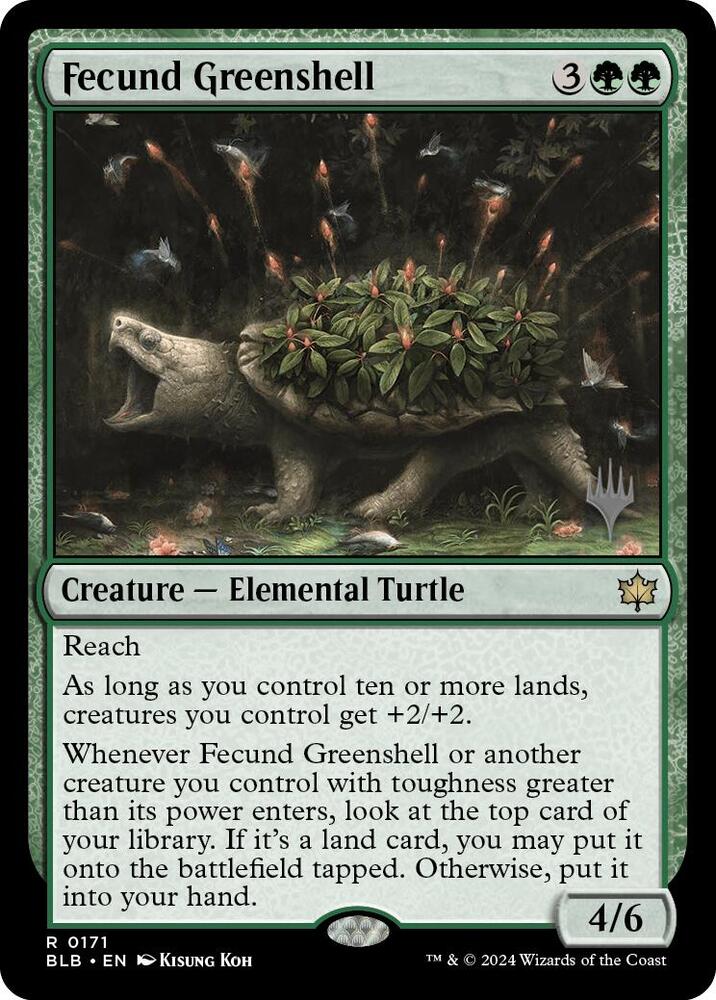 Fecund Greenshell 171 card from Promo Pack: Bloomburrow