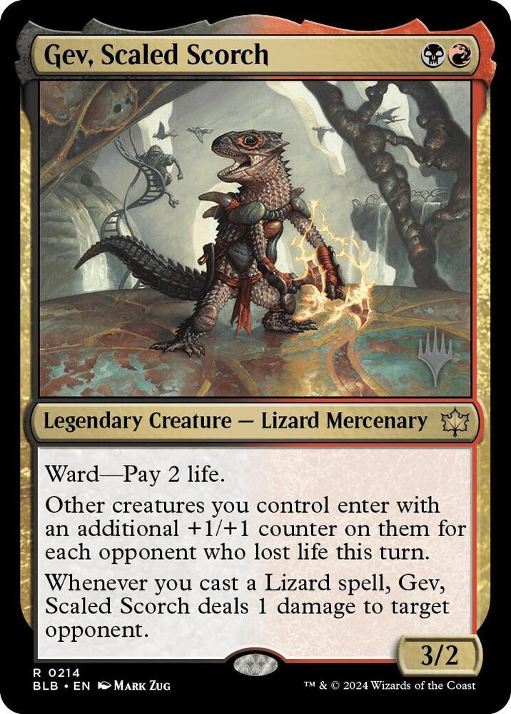 Gev, Scaled Scorch 214 card from Promo Pack: Bloomburrow